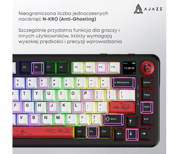 Ajazz AK820 MAX Avocado Switch Black Gray RGB z ekranem - 1536370 - zdjęcie 10